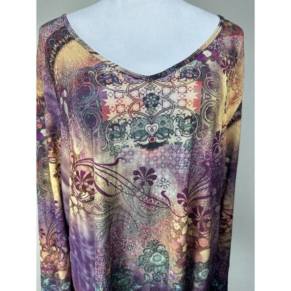 Women’s Plus 3X XCIT USA Vintage V Neck Long Sleeve Tunic Top Long Sleeve Fall - Picture 2 of 16